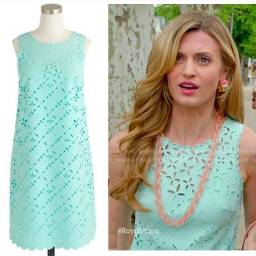 J. Crew Mint Eyelet Sleeveless Shift Dress